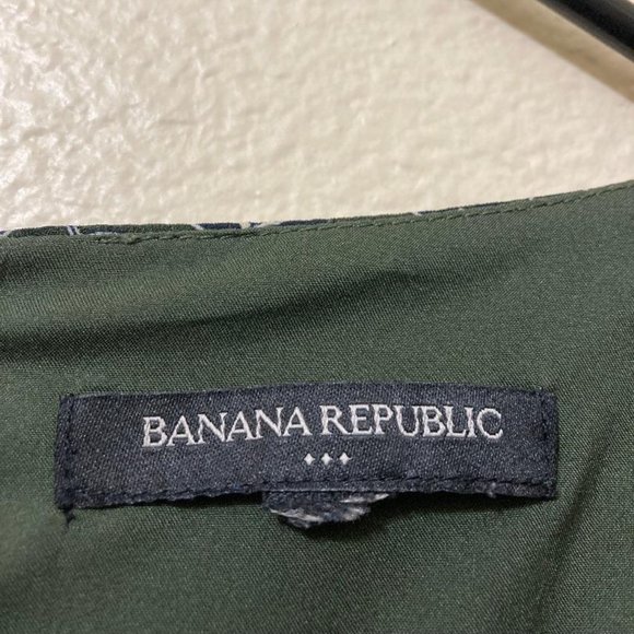 Banana Republic Women's Green/Black Abstract Floral Pattern Midi Dress Size 12 - Picture 5 of 6